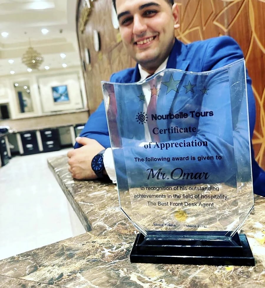 Nourbelle Tours Certificate of Appreciation awarded to a hotel front desk agent